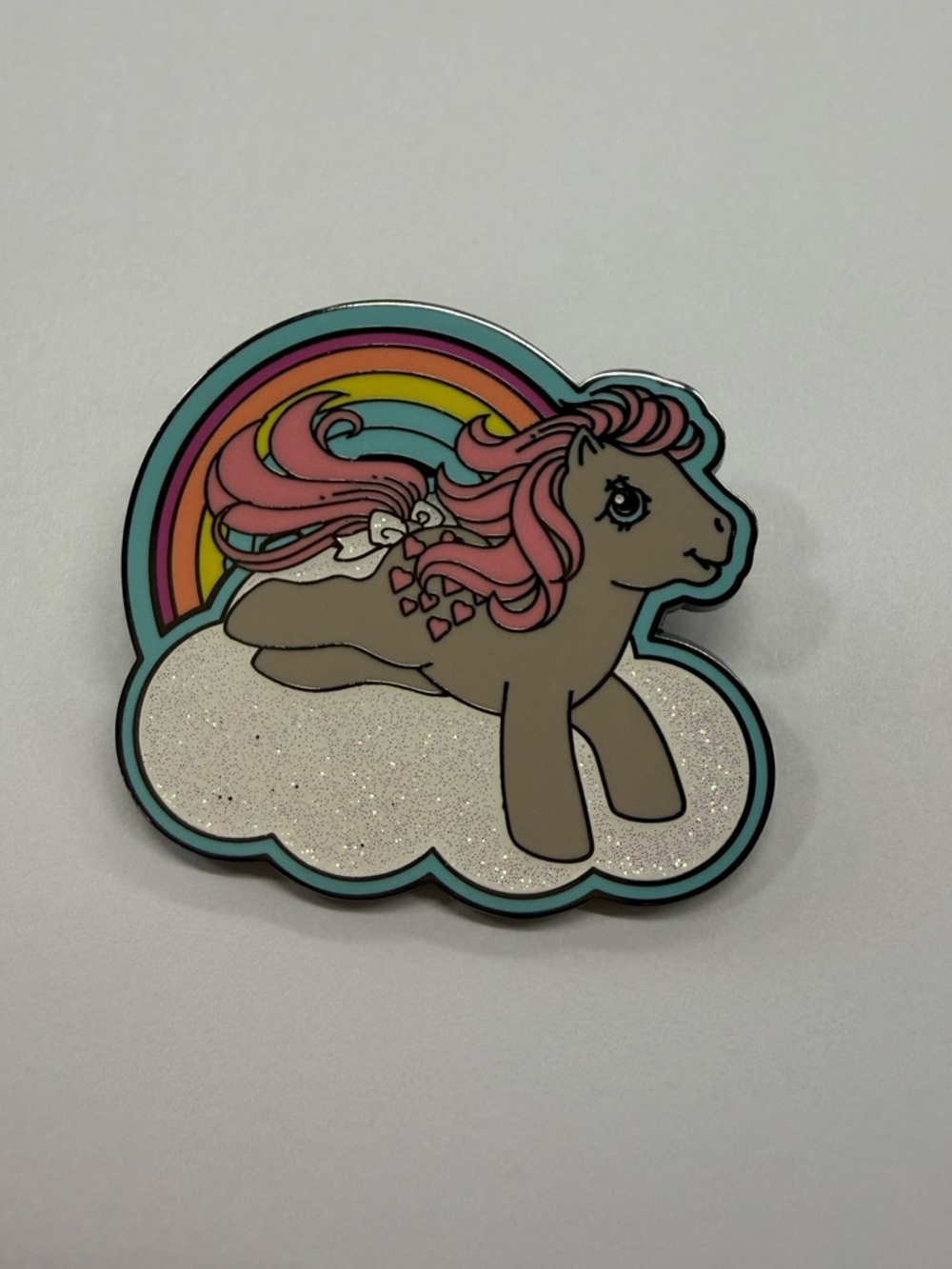 My Little Pony Snuzzle Retro Glitter Enamel Pin Rainbow Hasbro